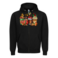 Black christmas cookie coffee cups Zipper Hoodie - AdoDesignShop
