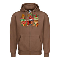 Chestnut christmas cookie coffee cups Zipper Hoodie - AdoDesignShop