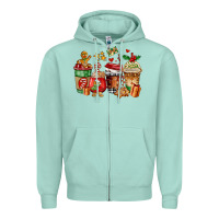 Seafoam christmas cookie coffee cups Zipper Hoodie - AdoDesignShop