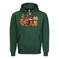 Sports Green christmas cookie coffee cups Zipper Hoodie - AdoDesignShop