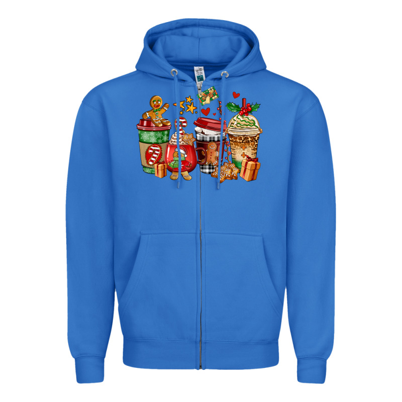 Christmas Cookie Coffee Cups Zipper Hoodie by AdoDesignShop | Teevron