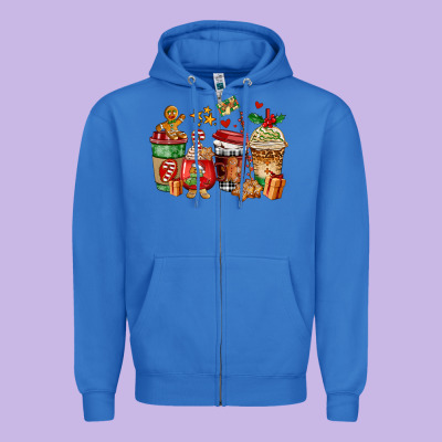 Christmas Cookie Coffee Cups Zipper Hoodie Designed By Adodesignshop