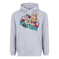 Heather Grey he is risen cross rabbit Heavyweight Hoodie - BarkalooDesign