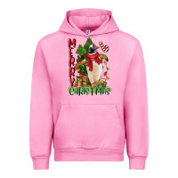 Fuchsia Pink merry christmas penguin Urban Hoodie - LillyAllenDesigns