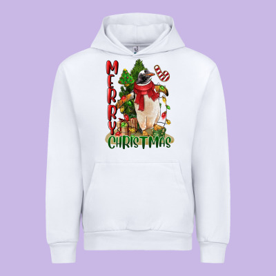 Merry Christmas Penguin Urban Hoodie Designed By Lillyallendesigns