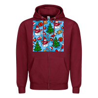 Burgundy christmas trees and snow seamless pattern Zipper Hoodie - BundleAndBundleShop
