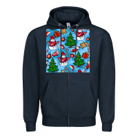 Navy christmas trees and snow seamless pattern Zipper Hoodie - BundleAndBundleShop