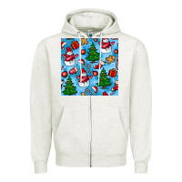 Oatmeal Heather christmas trees and snow seamless pattern Zipper Hoodie - BundleAndBundleShop