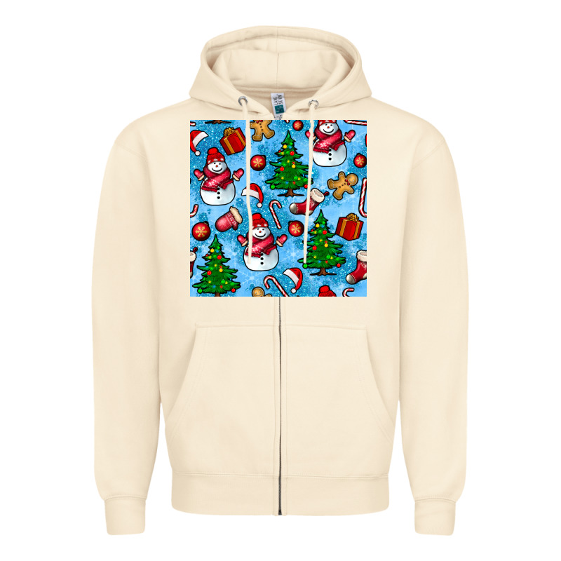 Christmas Trees And Snow Seamless Pattern Zipper Hoodie by BundleAndBundleShop | Teevron
