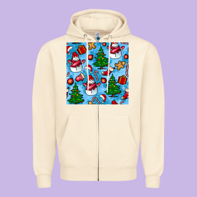 Christmas Trees And Snow Seamless Pattern Zipper Hoodie Designed By Bundleandbundleshop