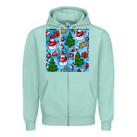 Seafoam christmas trees and snow seamless pattern Zipper Hoodie - BundleAndBundleShop
