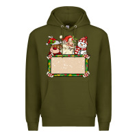 Army Green santa reindeer snowman preview and costom name Premium Hoodie - MaliasSmallBusiness