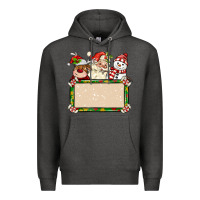 Charcoal Heather santa reindeer snowman preview and costom name Premium Hoodie - MaliasSmallBusiness