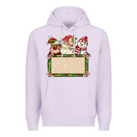 Lilac santa reindeer snowman preview and costom name Premium Hoodie - MaliasSmallBusiness
