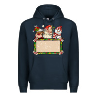 Navy santa reindeer snowman preview and costom name Premium Hoodie - MaliasSmallBusiness