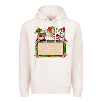 Pale Pink santa reindeer snowman preview and costom name Premium Hoodie - MaliasSmallBusiness