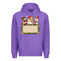 Purple santa reindeer snowman preview and costom name Premium Hoodie - MaliasSmallBusiness