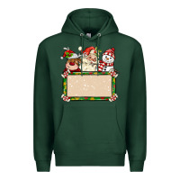 Sports Green santa reindeer snowman preview and costom name Premium Hoodie - MaliasSmallBusiness