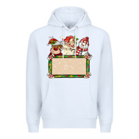White santa reindeer snowman preview and costom name Premium Hoodie - MaliasSmallBusiness