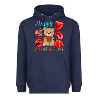Navy happy valentines day Heavyweight Hoodie - NancyCooperArtShop