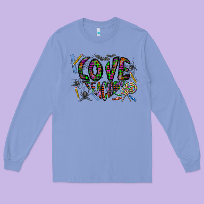 I Love Teaching Long Sleeve Tee Designed By Cowhidedigitalart