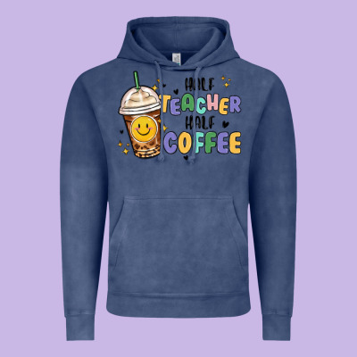 Vintage Hoodie half teacher half coffee