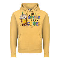 Vintage Mustard half teacher half coffee Vintage Hoodie - MaliasSmallBusiness