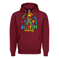 Burgundy love support accept understand autism awareness Zipper Hoodie - Artiststas