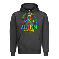 Charcoal Heather love support accept understand autism awareness Zipper Hoodie - Artiststas