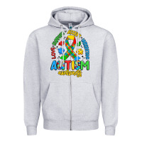 Heather Grey love support accept understand autism awareness Zipper Hoodie - Artiststas