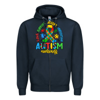 Navy love support accept understand autism awareness Zipper Hoodie - Artiststas
