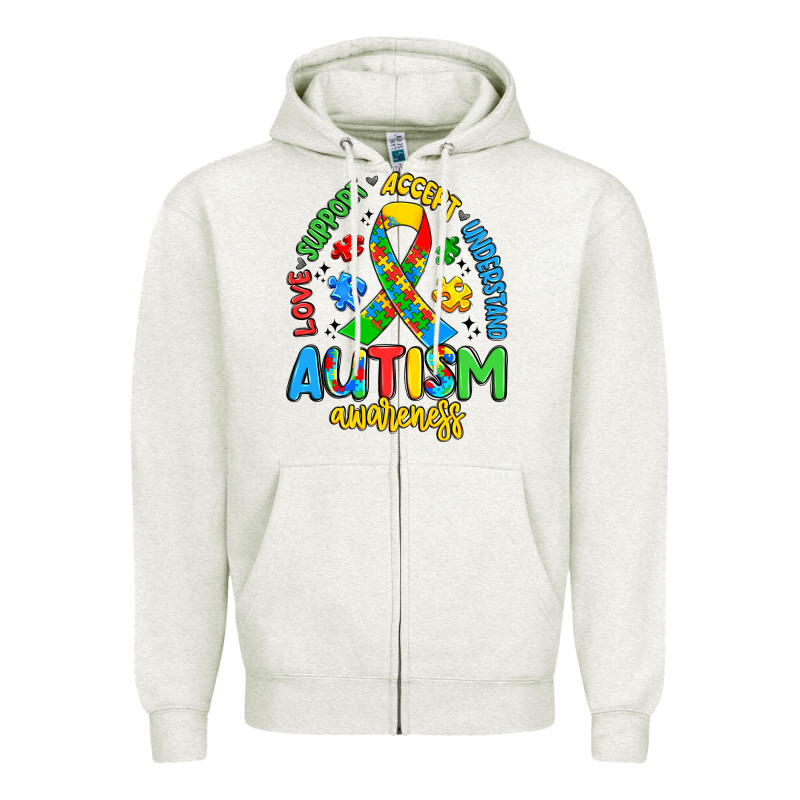 Love Support Accept Understand Autism Awareness Zipper Hoodie by Artiststas | Teevron