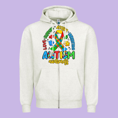 Love Support Accept Understand Autism Awareness Zipper Hoodie Designed By Artiststas