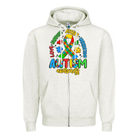 Oatmeal Heather love support accept understand autism awareness Zipper Hoodie - Artiststas