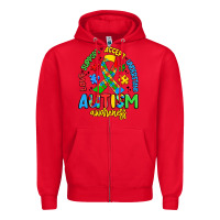 Red love support accept understand autism awareness Zipper Hoodie - Artiststas