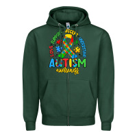 Sports Green love support accept understand autism awareness Zipper Hoodie - Artiststas