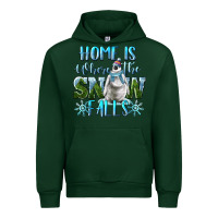 Forest Green Home Is Where The Snow Falls Winter Penguin Urban Hoodie - LillyAllenDesigns