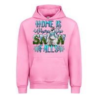 Fuchsia Pink Home Is Where The Snow Falls Winter Penguin Urban Hoodie - LillyAllenDesigns