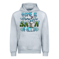 Heather Grey Home Is Where The Snow Falls Winter Penguin Urban Hoodie - LillyAllenDesigns