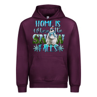 Mauve Wine Home Is Where The Snow Falls Winter Penguin Urban Hoodie - LillyAllenDesigns
