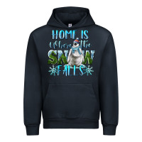 Navy Home Is Where The Snow Falls Winter Penguin Urban Hoodie - LillyAllenDesigns