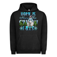Pigment Black Home Is Where The Snow Falls Winter Penguin Urban Hoodie - LillyAllenDesigns