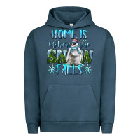 Pigment Midnight Navy Home Is Where The Snow Falls Winter Penguin Urban Hoodie - LillyAllenDesigns