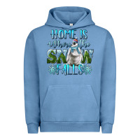 Pigment Pebble Blue Home Is Where The Snow Falls Winter Penguin Urban Hoodie - LillyAllenDesigns