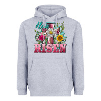 Heather Grey he is risen cross easter Heavyweight Hoodie - BarkalooDesign