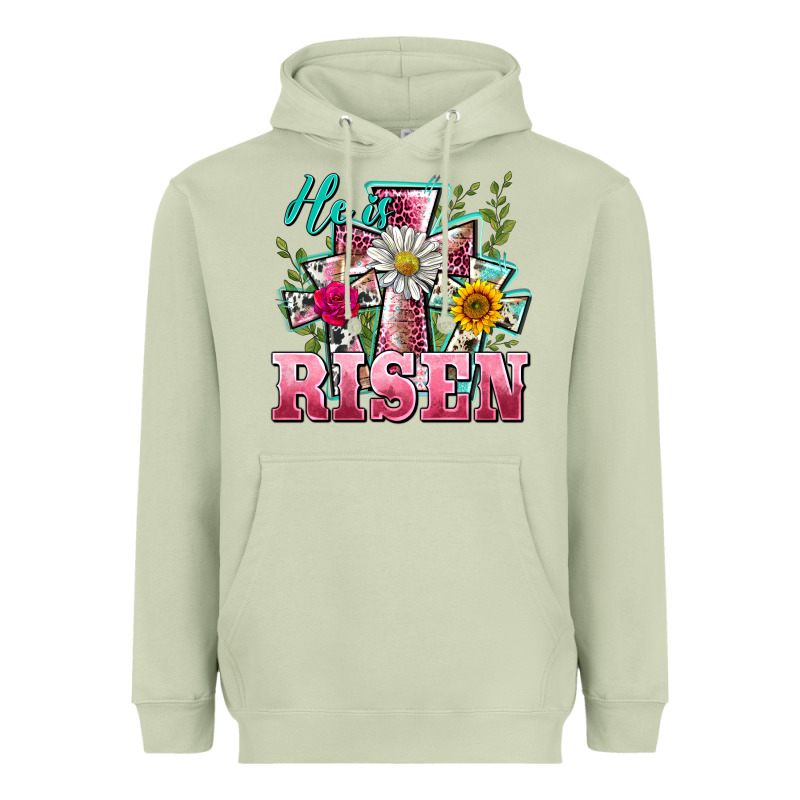 He Is Risen Cross Easter Heavyweight Hoodie by BarkalooDesign | Teevron