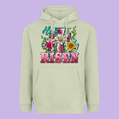 He Is Risen Cross Easter Heavyweight Hoodie Designed By Barkaloodesign