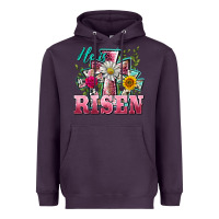 Plum he is risen cross easter Heavyweight Hoodie - BarkalooDesign