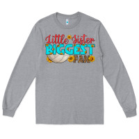 Heather Grey little sister biggest fan Long Sleeve Tee - HRA Design Shop