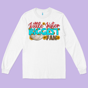 Little Sister Biggest Fan Long Sleeve Tee Designed By Hra Design Shop